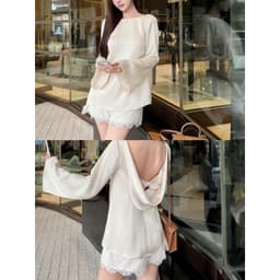 ( BIGSIZE ) VN132 SET ÁO LỤA PHỐI REN HỞ LƯNG PHỐI “ CHUN NƠ “ KÈM QUẦN SANG CHẢNH BY CARROTSHOP 4