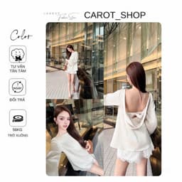 ( BIGSIZE ) VN132 SET ÁO LỤA PHỐI REN HỞ LƯNG PHỐI “ CHUN NƠ “ KÈM QUẦN SANG CHẢNH BY CARROTSHOP 1