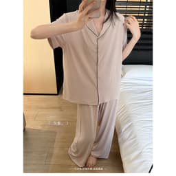 DÂU TÂY ( KÈM ẢNH THẬT ) Bộ Đồ Ngủ Pijama Nữ Cộc Tay Quần Dài Chất Su Lạnh Mềm Mát Bộ Đồ Mặc Nhà Pijama Viền Răng Cưa 2