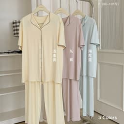 DÂU TÂY ( KÈM ẢNH THẬT ) Bộ Đồ Ngủ Pijama Nữ Cộc Tay Quần Dài Chất Su Lạnh Mềm Mát Bộ Đồ Mặc Nhà Pijama Viền Răng Cưa 8