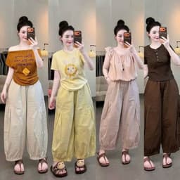 Quần bom thụng nữ thiết kế vải kaki Nhật vải mềm co giãn cạp lưng chun cao M16 2