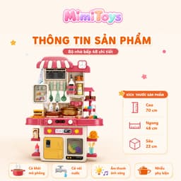 Bộ Đồ Chơi Bếp Nấu Ăn 48 Chi Tiết Cỡ Lớn 72cm MimiToys - Có Khói, Âm Thanh Và Vòi Nước Cho Bé 9