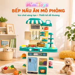 Bộ Đồ Chơi Bếp Nấu Ăn 48 Chi Tiết Cỡ Lớn 72cm MimiToys - Có Khói, Âm Thanh Và Vòi Nước Cho Bé 8