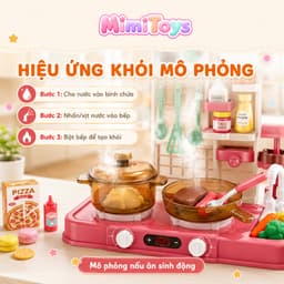 Bộ Đồ Chơi Bếp Nấu Ăn 48 Chi Tiết Cỡ Lớn 72cm MimiToys - Có Khói, Âm Thanh Và Vòi Nước Cho Bé 6