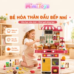 Bộ Đồ Chơi Bếp Nấu Ăn 48 Chi Tiết Cỡ Lớn 72cm MimiToys - Có Khói, Âm Thanh Và Vòi Nước Cho Bé 5