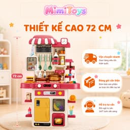 Bộ Đồ Chơi Bếp Nấu Ăn 48 Chi Tiết Cỡ Lớn 72cm MimiToys - Có Khói, Âm Thanh Và Vòi Nước Cho Bé 7