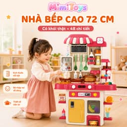 Bộ Đồ Chơi Bếp Nấu Ăn 48 Chi Tiết Cỡ Lớn 72cm MimiToys - Có Khói, Âm Thanh Và Vòi Nước Cho Bé 1
