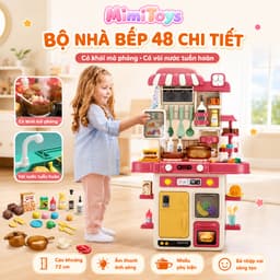 Bộ Đồ Chơi Bếp Nấu Ăn 48 Chi Tiết Cỡ Lớn 72cm MimiToys - Có Khói, Âm Thanh Và Vòi Nước Cho Bé 2