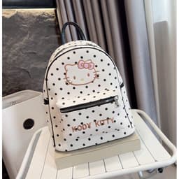 Balo Vải Size 40 Chấm Bi KODY KITTY Thêu Mèo Dễ Thương – Balo Đi Học Đựng Vừa A4, Form Đẹp, Nhiều Màu 4