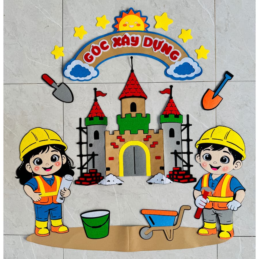 Góc xây dựng vải nỉ , mẫu mới 2026  đồ dùng mầm non, Tranh góc Steam , Steam mầm non , Tranh góc, trang trí lớp học,
