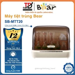 Máy Tiệt Trùng Bear SB-MTT20, Dung Tích 18Lit - Tia UV Tự Động Sấy Khô Ti Giả Bình Sữa, An Toàn Chịu Nhiệt Cao 1