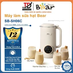 Máy Làm Sữa Hạt Bear SB-SH06C, 0.6Lit - 750w, 6 Chế Độ Xay Nấu, Hàng Chính Hãng 1