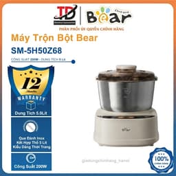 Máy Trộn Bột Bear SM-5H50Z68, Dung Tích 5Lít - Công Suất 180W, Nhồi Và Ủ Tự Động, Hàng Chính Hãng 1
