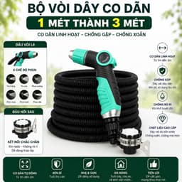 Bộ Vòi Dây Co Giãn Thông Minh 1m Thành 3m - Dây Rửa Xe Tự Động Co Giãn Chống Gập Chống Nổ --- 4