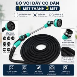 Bộ Vòi Dây Co Giãn Thông Minh 1m Thành 3m - Dây Rửa Xe Tự Động Co Giãn Chống Gập Chống Nổ --- 3