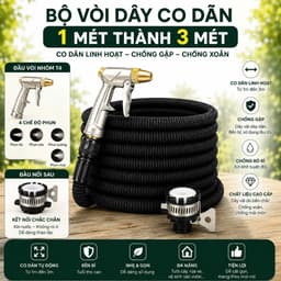Bộ Vòi Dây Co Giãn Thông Minh 1m Thành 3m - Dây Rửa Xe Tự Động Co Giãn Chống Gập Chống Nổ --- 1