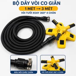 Bộ Vòi Dây Co Giãn Thông Minh 1m Thành 3m - Dây Rửa Xe Tự Động Co Giãn Chống Gập Chống Nổ --- 6