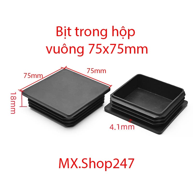 Nút nhựa bịt đầu hộp vuông 75x75mm, bịt vuông 75.