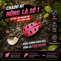 Nhái Hơi Thái Lan Chado H1 Mini 2.8cm 5g Action Nổi Chính Hãng- Mồi Câu Lure Chuyên Cá Lóc, Cá Chẽm 5