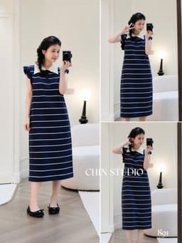 <Đầm Bầu Quynhanhhouse> 𝑪𝑯𝑰𝑵 𝑺𝑻𝑼𝑫𝑰𝑶 891 VÁY KẺ MON DÁNG SUÔNG freesize 5