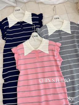 <Đầm Bầu Quynhanhhouse> 𝑪𝑯𝑰𝑵 𝑺𝑻𝑼𝑫𝑰𝑶 891 VÁY KẺ MON DÁNG SUÔNG freesize 8