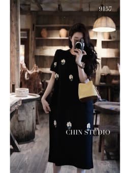 <Đầm Bầu Quynhanhhouse> CHIN STUDIO Váy len mtg đính hoa siêu xinh freesize 4
