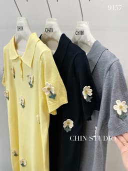 <Đầm Bầu Quynhanhhouse> CHIN STUDIO Váy len mtg đính hoa siêu xinh freesize 8