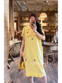 <Đầm Bầu Quynhanhhouse> CHIN STUDIO Váy len mtg đính hoa siêu xinh freesize 3