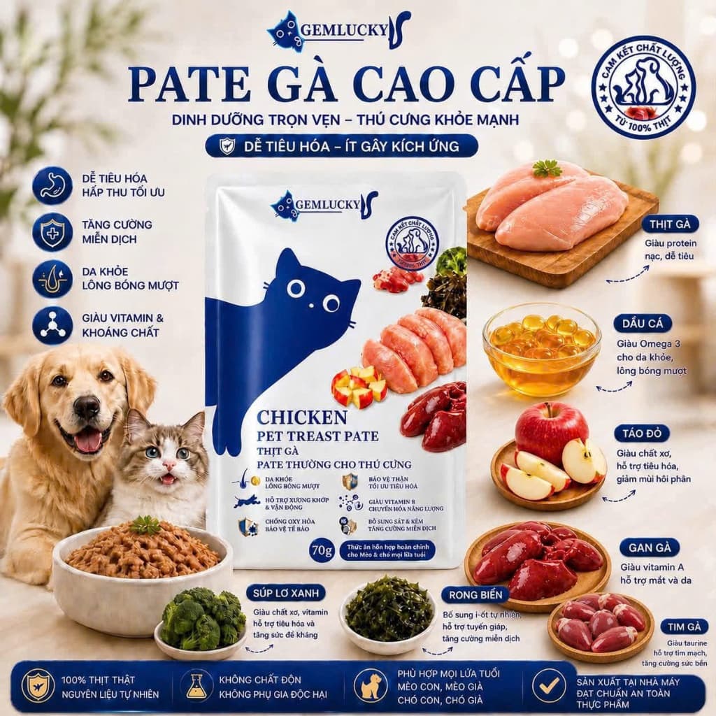 Combo Pate GemLucky Dinh Dưỡng Cho Chó Mèo Mọi Lứa Tuổi