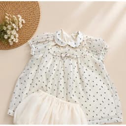 Váy Babydoll Nơ Nhí Cổ Sen Tay Phồng Dáng Suông Tiểu Thư Hàn Quốc Vintage Đen/Kem 8