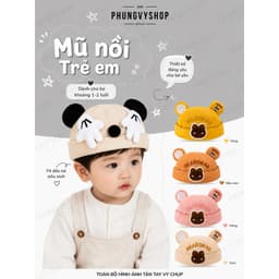 Bé 1-2 tuổi- Mũ nồi beret dễ thương Nón BEANIE NHÍ GẤU NỒI- phungvyshop trẻ em trai gái 1