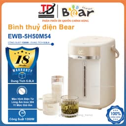 Bình Thủy Điện Bear EWB-5H50M54, 5Lit - 1250w, 11 Mức Nhiệt Đun Sôi Nhanh Giữ Nhiệt Có Đèn Báo, Bảo hành 18 Tháng 1