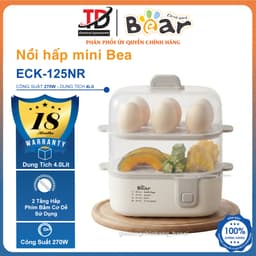 Nồi Hấp - Triệt Trùng Bear ECK-125NR, 2.4L Hấp 2 Tầng - Nhựa PP Cao Cấp, Hàng Chính Hãng 1