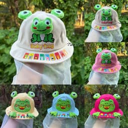 Nón bo lưới Labubu_ếch [sơ sinh đến 1 tuổi rưỡi ] nón chống bụi chống nắng cho bé 1