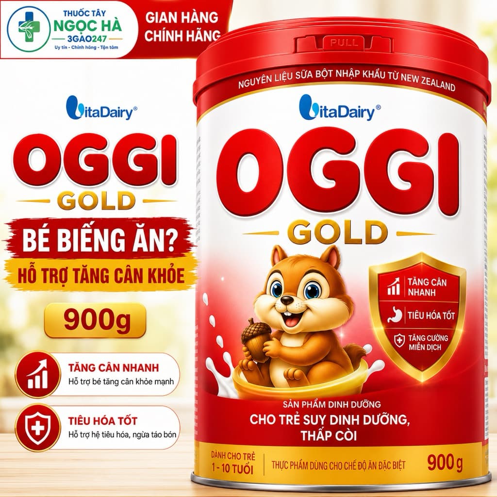 Sữa Bột Oggi Gold 900g Vitadairy Cho Bé 1-10 Tuổi | Tăng Cân Khỏe, Tiêu Hóa Tốt, Hỗ Trợ Phát Triển