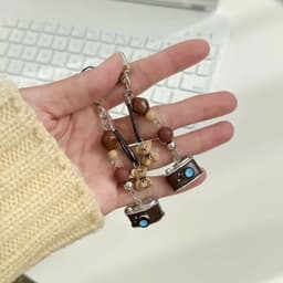 Charm Móc khóa, dây treo điện thoại hình máy ảnh gấu nâu. Phụ kiện trang trí móc chìa khóa, điện thoại, balo, túi xách 6