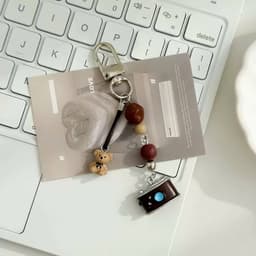 Charm Móc khóa, dây treo điện thoại hình máy ảnh gấu nâu. Phụ kiện trang trí móc chìa khóa, điện thoại, balo, túi xách 5