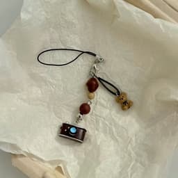 Charm Móc khóa, dây treo điện thoại hình máy ảnh gấu nâu. Phụ kiện trang trí móc chìa khóa, điện thoại, balo, túi xách 7