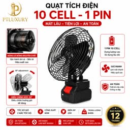 [ HỎA TỐC HCM ] Quạt Tích Điện Mini PTLUXURY Để Bàn Lượng Lớn 10 Cell Làm Mát Cực Nhanh, Sử Dụng Liên Tục Nhiều Giờ 4
