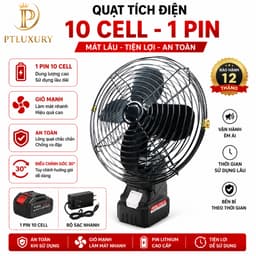 [ HỎA TỐC HCM ] Quạt Tích Điện Mini PTLUXURY Để Bàn Lượng Lớn 10 Cell Làm Mát Cực Nhanh, Sử Dụng Liên Tục Nhiều Giờ 5