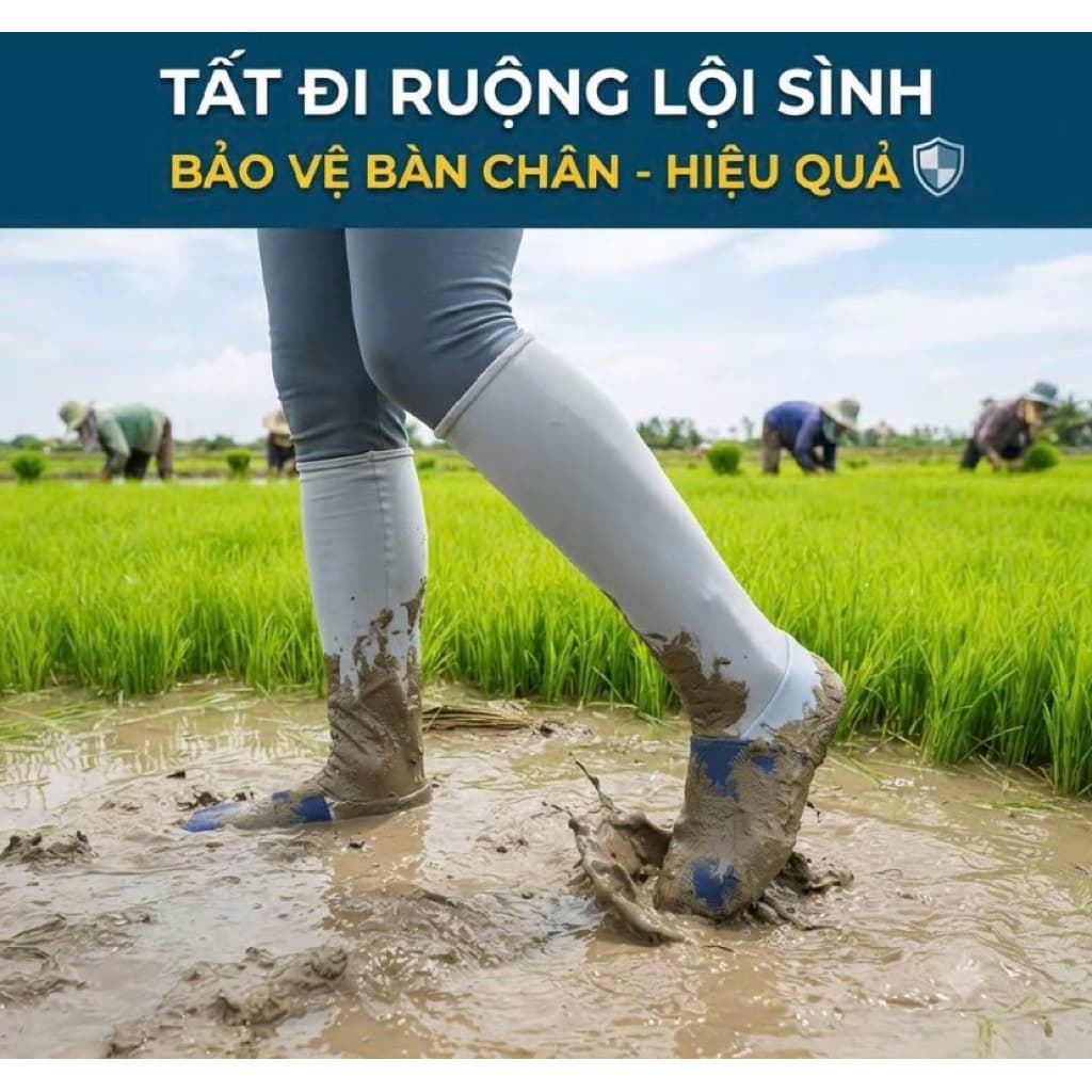 vớ đi ruộng bảo vệ chân dày dặn, dài tới đầu gối