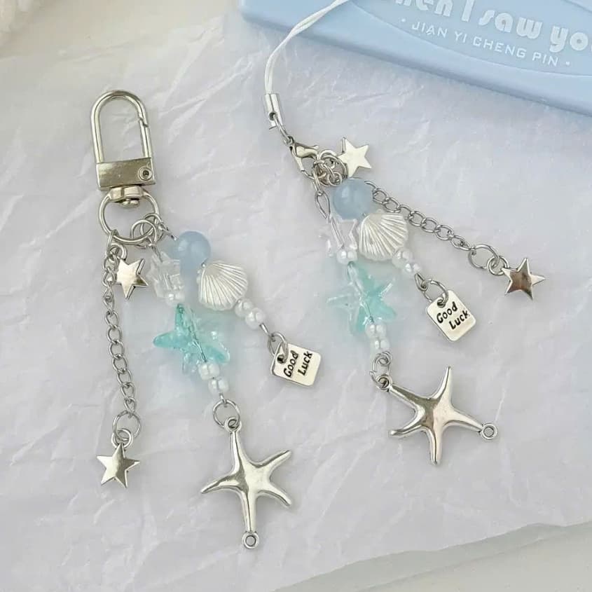 Charm móc khóa, dây treo điện thoại hình sao biển. Phụ kiện treo điện thoại, balo, túi xách