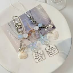 Charm móc khóa, dây treo điện thoại hình sao biển, sò biển phong cách mùa hè. Phụ kiện treo điện thoại, balo, túi xách 1