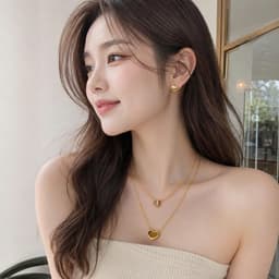 Set 2 Dây Chuyền Vòng Cổ Nữ 2 Tầng Mặt Trái Tim Đính Đá Trắng Hợp Kim Mạ Vàng Trang Sức Nữ Sang Trọng - Ocean Charm 2