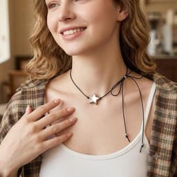 Dây Chuyền Chocker Đen Mặt Ngôi Sao Bạc – Vòng Cổ Nữ Cá Tính Điều Chỉnh Được Độ Dài 6
