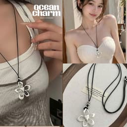 Ocean Charm Dây Chuyền Vòng Cổ Vintage Mặt Hoa – Phụ Kiện Retro Cá Tính Phong Cách Hàn Quốc 1