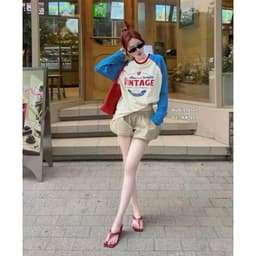 Áo Thun Giấy Dài Tay Phối 2 Màu Form Rộng Chuẩn xinh 6