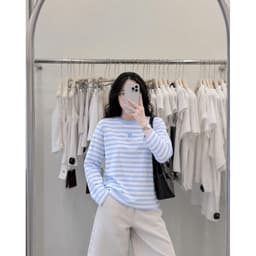 Set 3 Áo Thun Giấy Kẻ Ngang Thêu Hình Siêu Xinh 5
