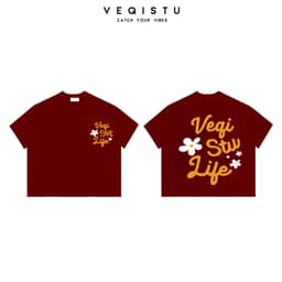 Áo thun BOXY Local Brand VEQISTU "Hoa " Áo Thun Boxy Form Rộng Unisex 250Gsm Cotton 5