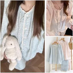 Set Bộ Mặc Nhà Hoa Nhí Phối Ren Dài Tay Xinh iu 2